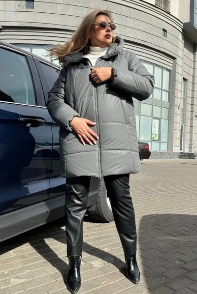 Пуховик "Альбіна" сірий