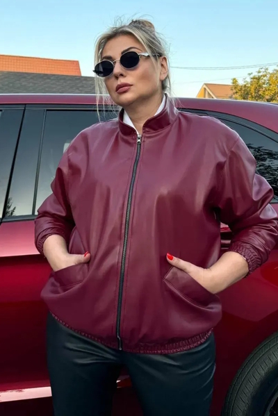 Бомбер з екошкіри "Ума" бордо