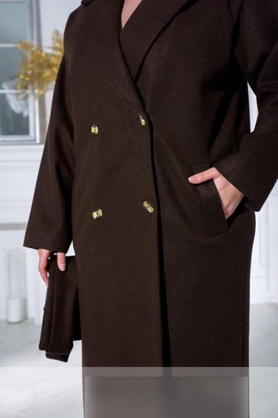 Пальто великих розмірів "Кайлі" коричневе