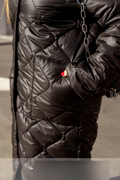 Зимове стьобане пальто "Піпел" чорне