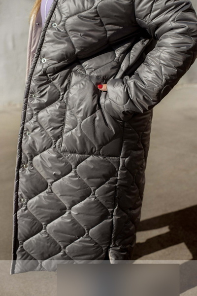 Зимове стьобане пальто "Піпел" сіре