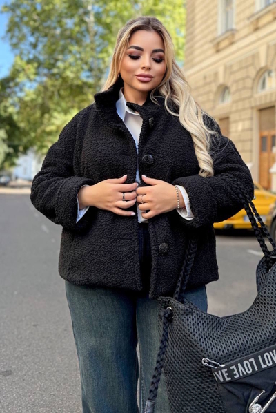 Пальто з букле "Ісоль" чорне