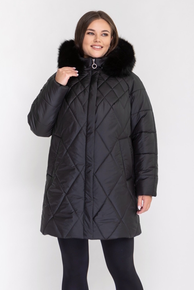 Зимова куртка "Ярослава" з хутром чорна