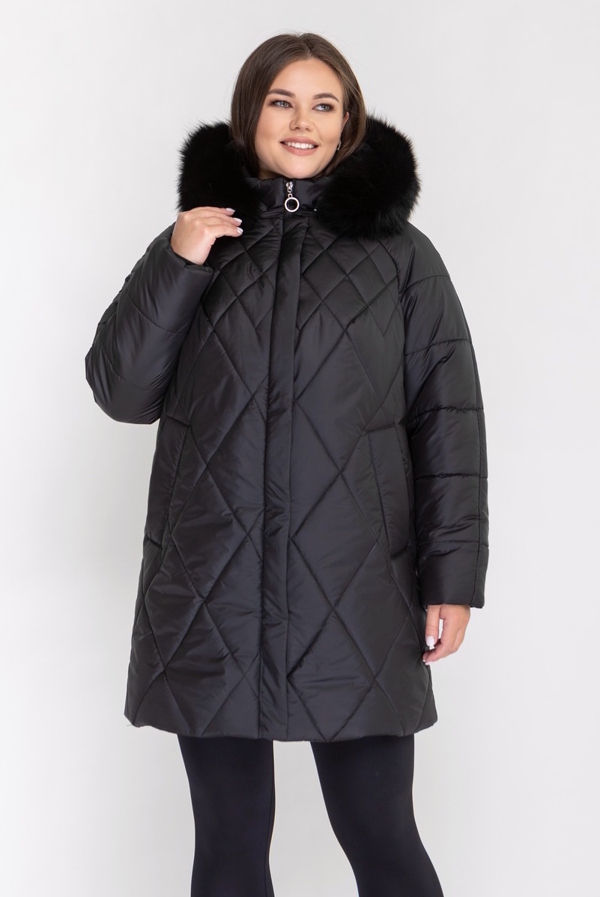Зимова куртка "Ярослава" з хутром чорна