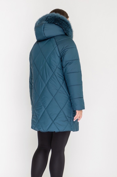 Зимова куртка "Ярослава" з хутром малахіт