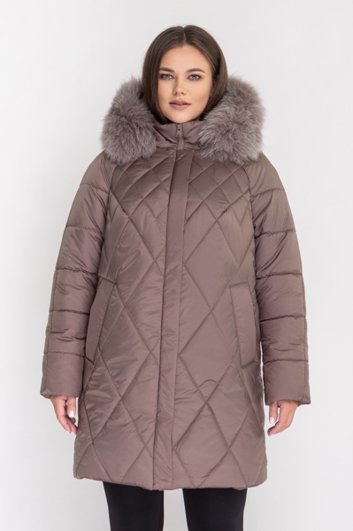 Зимова куртка "Ярослава" з хутром мокко