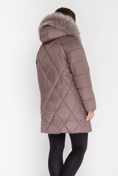 Зимова куртка "Ярослава" з хутром мокко