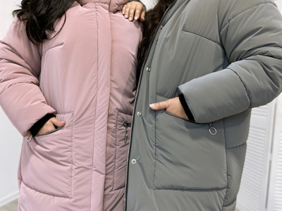 Зимове пальто великих розмірів "Мирослава" сіре