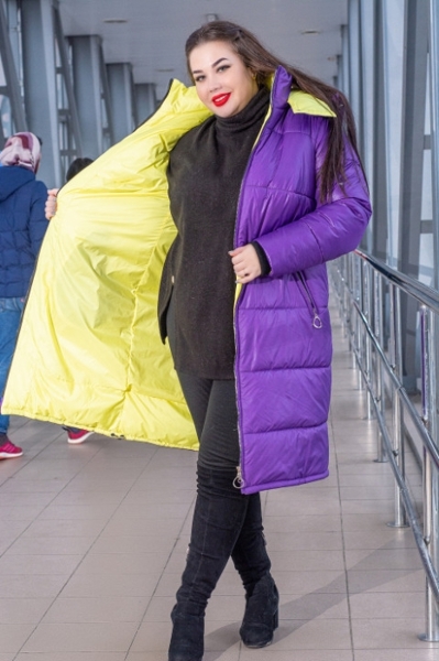 Зимова куртка великих розмірів "Агнес" фіолетова