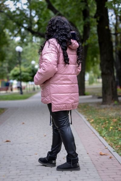 Зимова куртка великих розмірів "Алексія" рожева