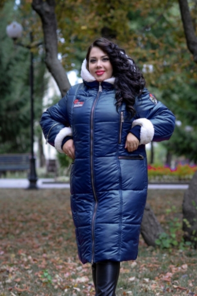 Зимове пальто великих розмірів "Каролін" синє