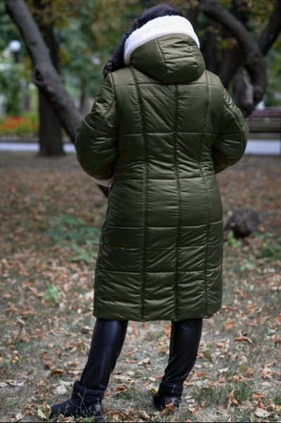 Зимове пальто великих розмірів "Каролін" хакі