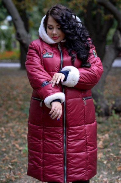 Зимове пальто великих розмірів "Каролін" марсала