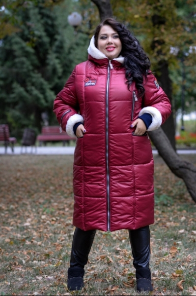 Зимове пальто великих розмірів "Каролін" марсала