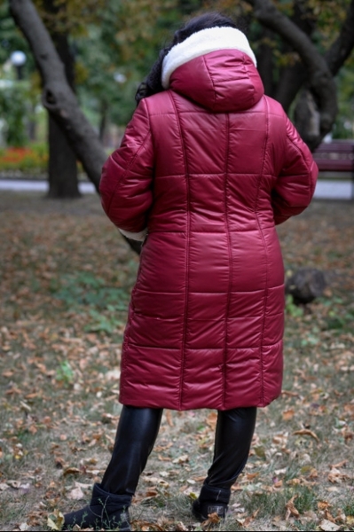 Зимове пальто великих розмірів "Каролін" марсала