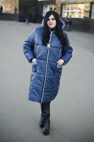 Пуховик великих розмірів "Карон" синій