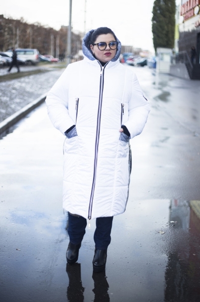 Пуховик великих розмірів "Карон" білий