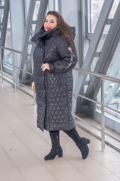 Зимове пальто великих розмірів "Лаліта" чорне