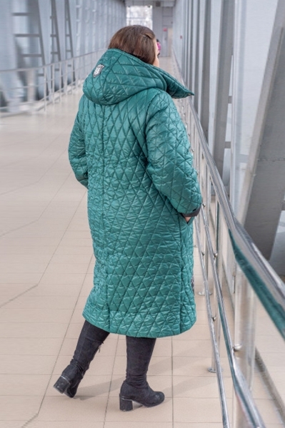 Зимове пальто великих розмірів "Лаліта" зелене