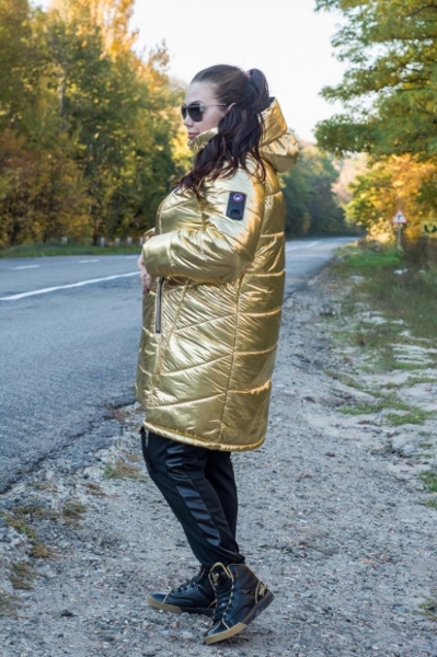 Зимова куртка великих розмірів "Ліола" золото