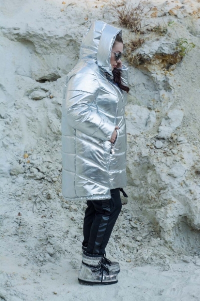 Зимова куртка великих розмірів "Ліола" срібло