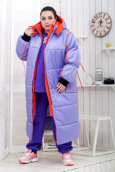 Зимове пальто великих розмірів "Маріелла" бузок