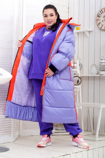 Зимове пальто великих розмірів "Маріелла" бузок