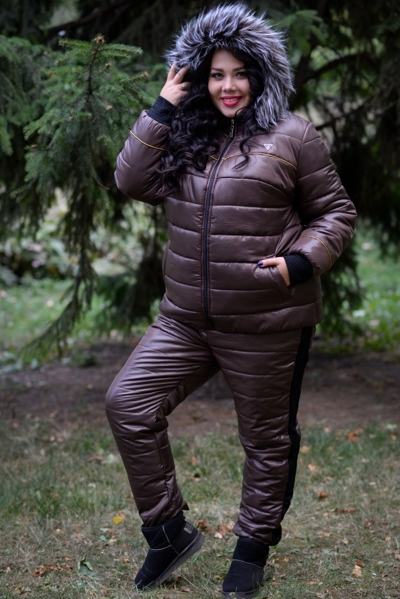 Зимові брюки великих розмірів "Річі" шоколад