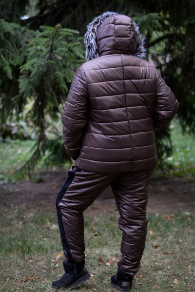 Зимова куртка великих розмірів "Річі" шоколад
