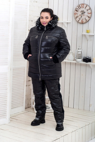 Зимова куртка великих розмірів "Скай" чорна