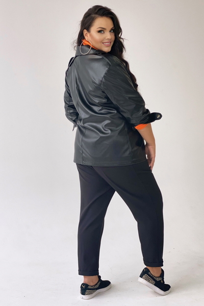 Шкіряна куртка великих розмірів "Тіана" чорна