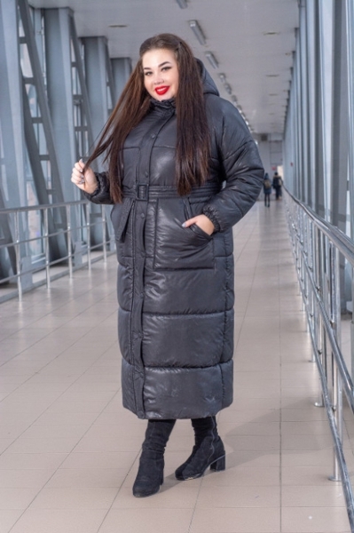 Зимове пальто великих розмірів "Тонус" чорне