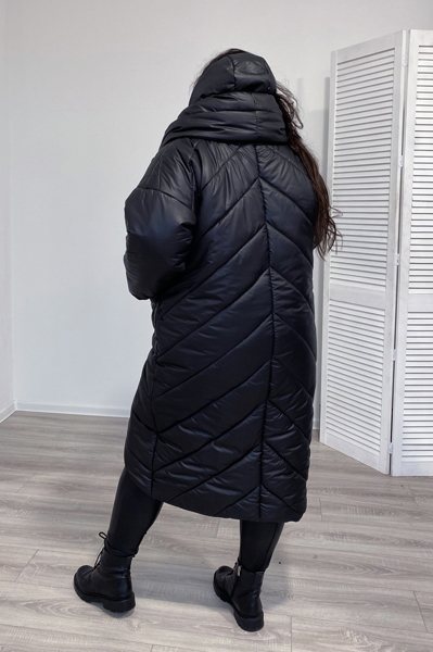 Зимове пальто "Зоряна" чорне