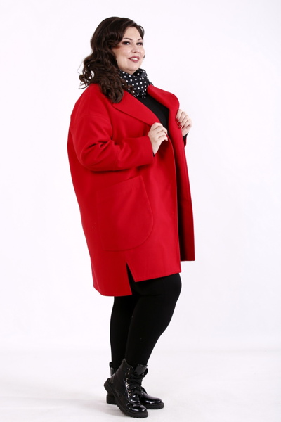 Пальто великих розмірів "Ленор" червоне