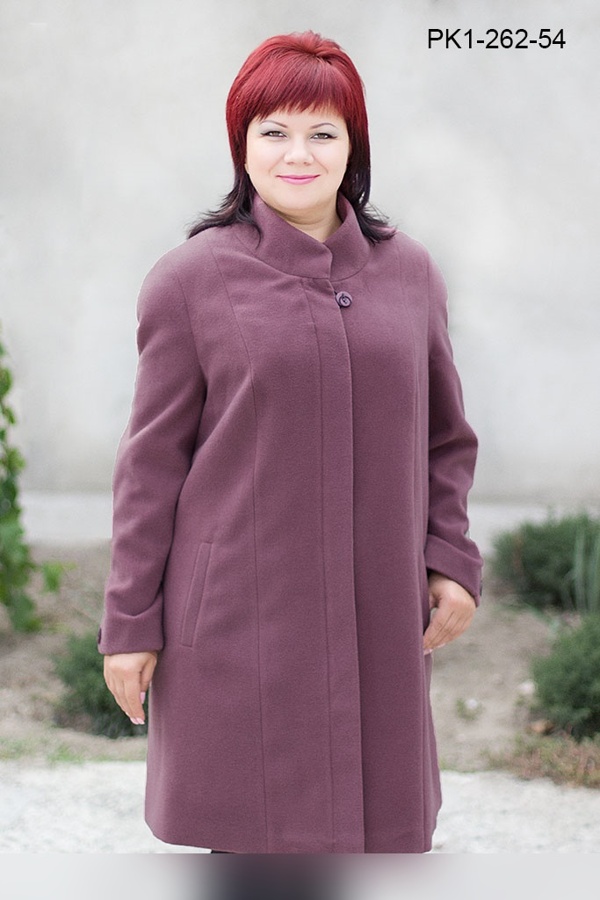 Пальто великих розмірів "Модена" фіолетове