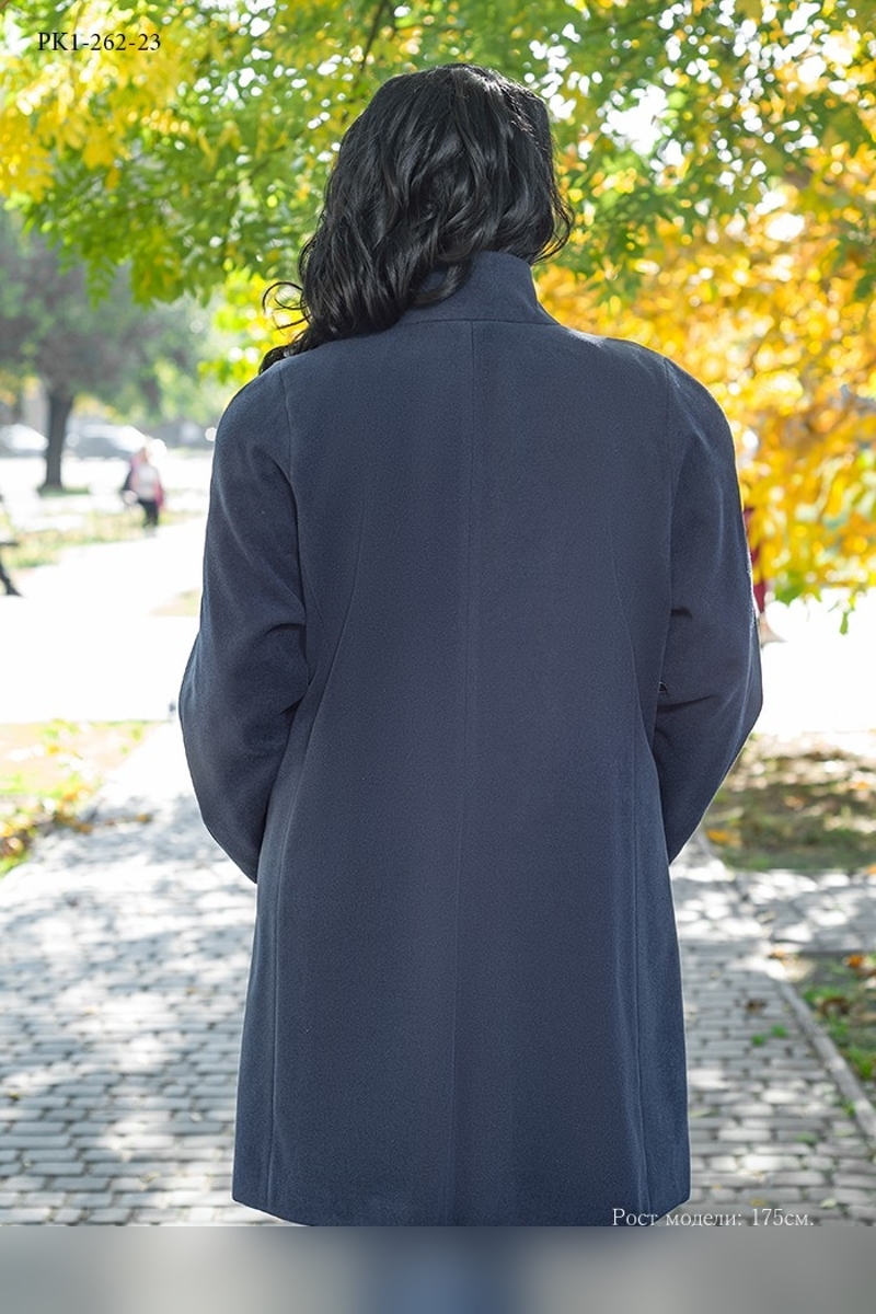 Пальто великих розмірів "Модена" темно-синє