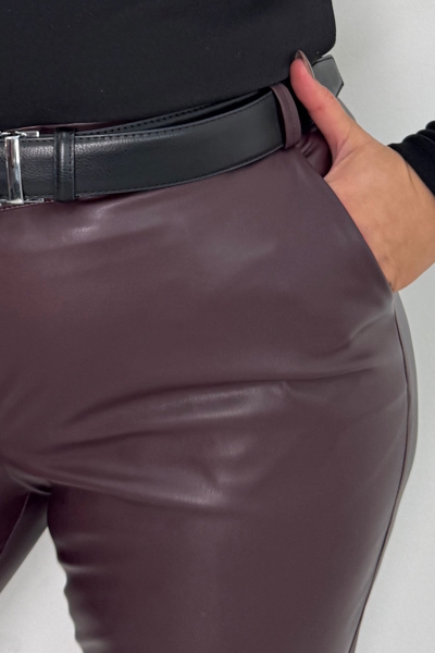 Брюки з екошкіри "Лузана" чорниця