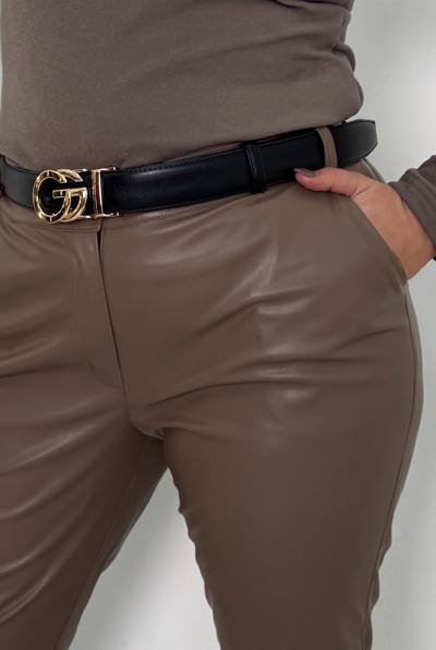 Брюки з екошкіри "Лузана" мокко