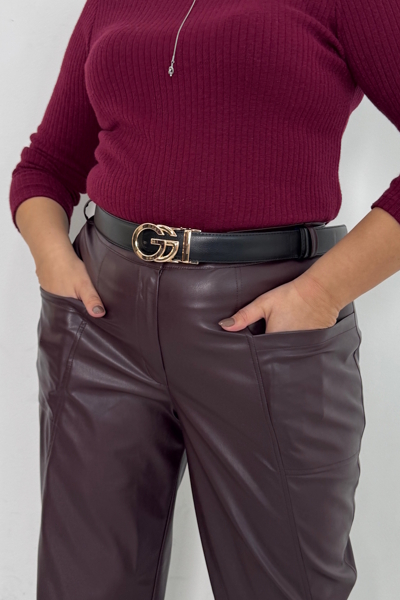 Брюки з екошкіри "Неаполь" чорниця