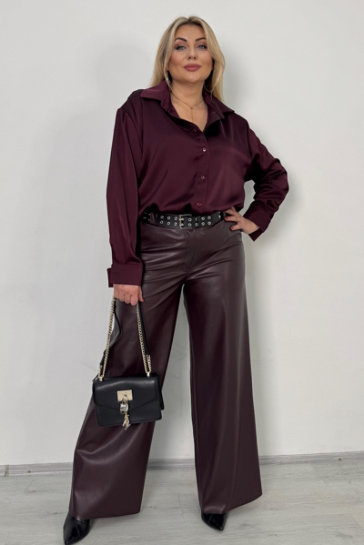 Брюки-палаццо з екошкіри "Норд" чорниця
