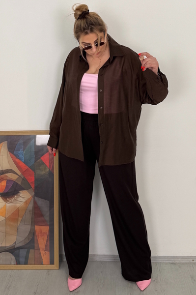 Сорочка з льону "Лоліта" шоколад