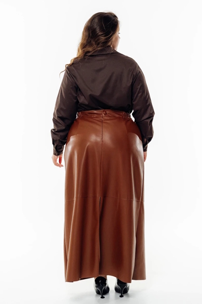 Спідниця з еко-шкіри "Монамі" шоколад