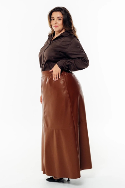 Спідниця з еко-шкіри "Монамі" шоколад