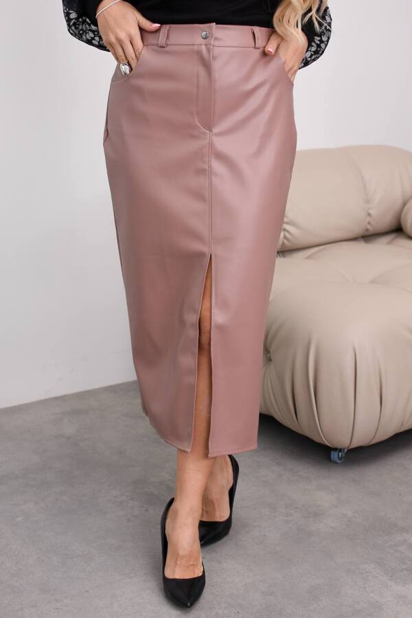 Шкіряна спідниця "Грейс" мокко