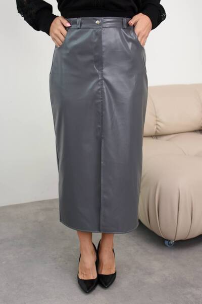 Шкіряна спідниця "Грейс" сіра