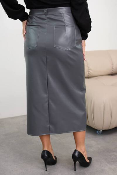 Шкіряна спідниця "Грейс" сіра