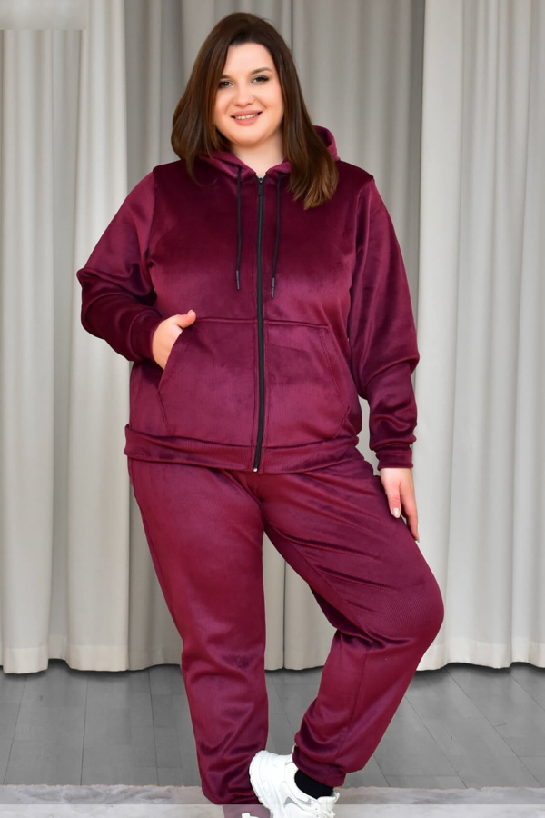 Велюровий спортивний костюм "Малібу" бордо