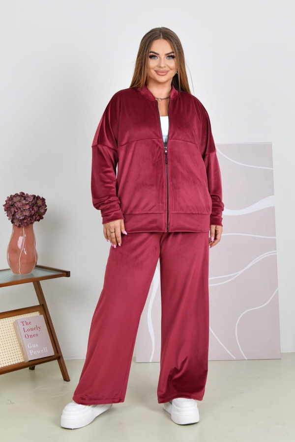 Спортивний костюм з велюру "Рікарді" бордовий