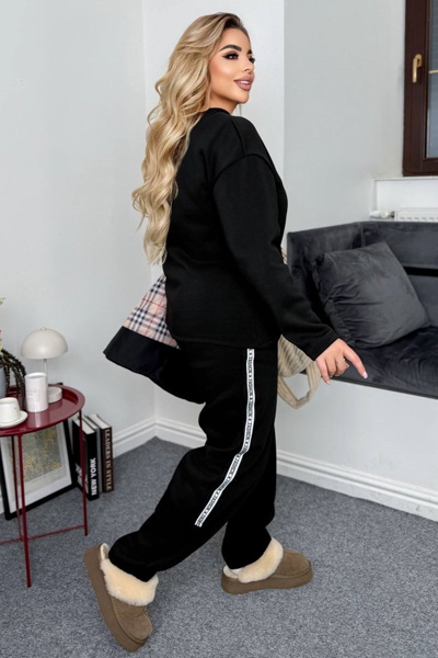 Теплий спортивний костюм-трійка "Натін" чорний
