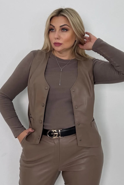 Жилет з екошкіри "Стася" мокко